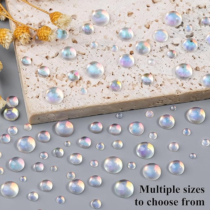 1600Pcs Half Round Resin Bubble Beads,2-6mm AB Colorful Flatback Pearls Beads,Mini Iridescent Crystals No Hole with Pickup Tools for Nail Charms Handmade Phone Case(16-K1-AB-bubble-beads)