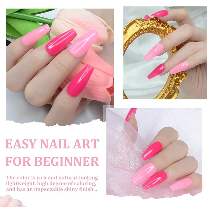 Nail Dip Powder, Pink Color Dipping Powder - Odor-Free& - Long-Lasting Dip Nail Color Lasts 28 Days - Low-Odor & No UV Lamp Required - 1oz