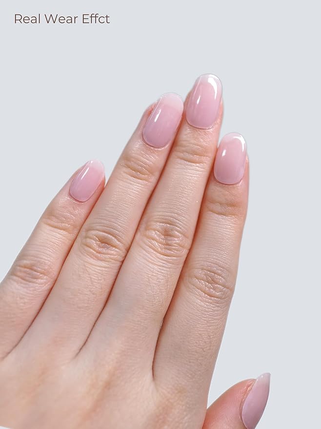 Semi Cured Gel Nail Strips - UV Light Gel Nail Stickers - 20 Long Lasting Salon Quality Wraps (Blushing Nude)
