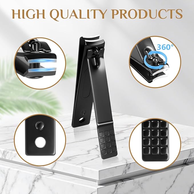 Manicure Set Professional Nail Clipper Kit-26 Pieces Stainless Steel Manicure Kit,Nail Care Tools with Luxurious Travel Case Nail Grooming Kit Present for Men Husband Boyfriend Parent (Black)