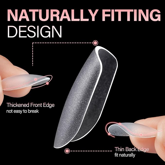 AILLSA Short Oval Nail Tips 450PCS Matte Full cover Nails Tips Acrylic Gel Clear No Need Filed Press on False Nail Tips Pre-Shaped for Nail Extension Fake Nail Tips Manicure 15 Sizes