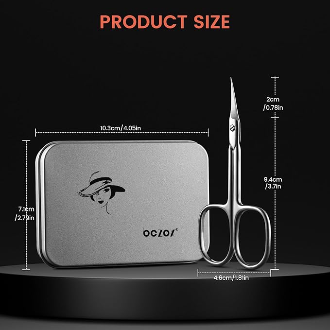 BEZOX Curved Cuticle Scissors - Precision Manicure Scissor Nail Cuticle Trimmer, Professional Stainless Steel Nail Scissors for Cuticle Care, Cuticle Cutter Small Scissors for Women - Silver