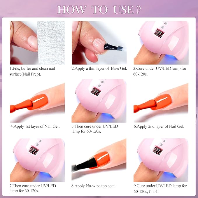 MEET ACROSS 12pcs Gel Nail Polish Set,Soak Off UV LED Lamp Gel Nail Polish Kit,Fashion Shimmer Nail Art Design Gifts for Women Manicure Salon (Blue Purple)