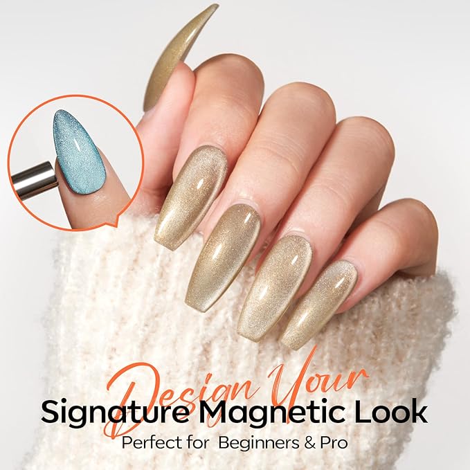 modelones Cat Eye Magnet Set, Heart Nail Art Tool Strong Magnetic Pen Double Head Round Magnets Stick Wand Diverse French Moon Floral Cateye Effect DIY Professional Manicure Gift for Women
