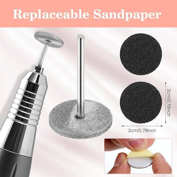 JIEYAO 2 Pcs Sanding Disc Nail Drill Bits, Flat Nail Drill Bits, Electric Foot File Replacement Head Hard Skin Remover Discs Foot Callus Removal Pedicure Supplies for Nail Salon Foot Care