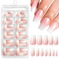 AddFavor 240pc Ombre Coffin Press on Nails Medium Fake Nails - Glue on Nails Coffin Acrylic Nails Press ons Nail Tips Medium Stick on Nails with Nail Glue and Adhesive Tabs for Women