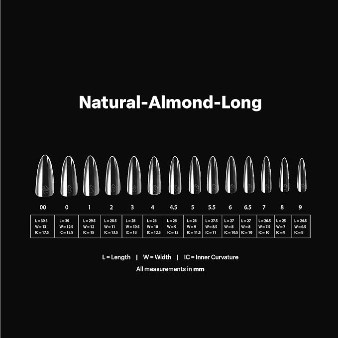 Apres Gel-X® Almond Box of Nail Tips | 280 Gel-X Tips, Soft Tips, 14 Sizes 00-9 | Half-sizes Included (Natural Almond Long, 280 Count)