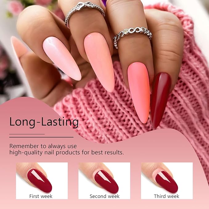 MTSSII Red Gel Nail Polish Set - 8 Colors Bloody Mary Collection Popular Shimmer Red Burgundy Gel Polish Kit Nail Art Design DIY Salon Home Gifts