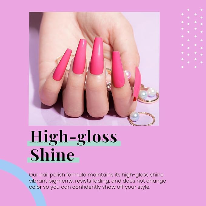 Beetles Pink Gel Nail Polish - Hot Pink Gel Polish, 15ML/0.51Fl Oz Neon Color, Soak Off UV LED Lamp Nail Art, Long-Lasting Manicure Salon DIY Home Spring Nails - Gifts for Her