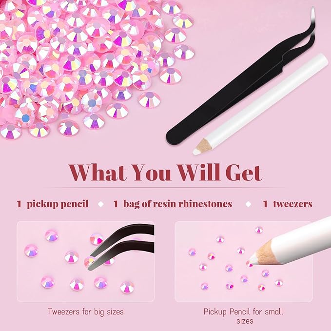 4000PCS 5mm Resin Jelly Rhinestones in Bulk (Light Pink AB), Bedazzling Flatback Crystals Rhinestones for Crafting DIY Nail Decoration, Gems Diomand Charms for Tumbler Shoes Clothing Fabric