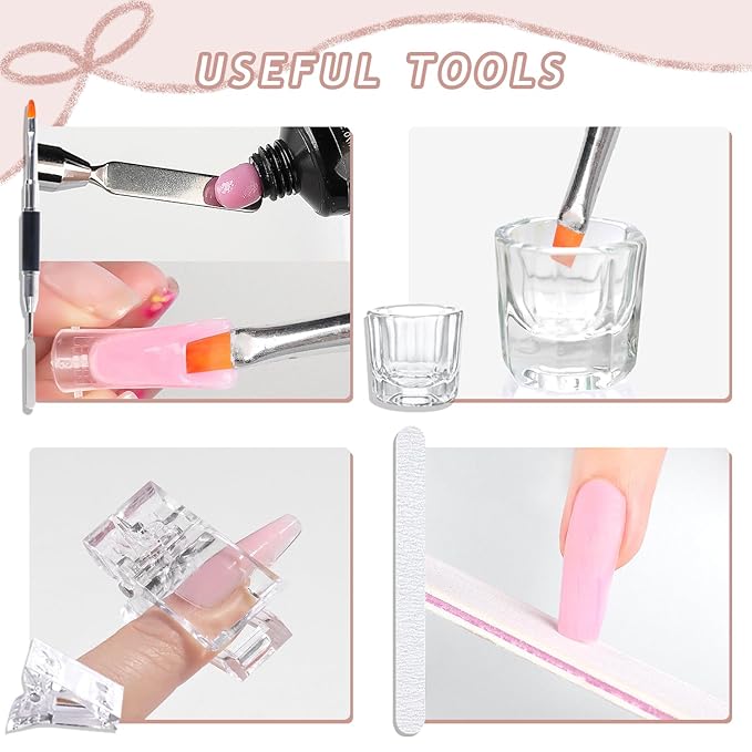 288pcs Polygel Nail Forms Kit, 12 Sizes Reusable Dual Forms For Builder Gel Ballerina Stiletto Square Nail Extension Molds With Tools for Home Manicure, Professional Nail Salon Supplies