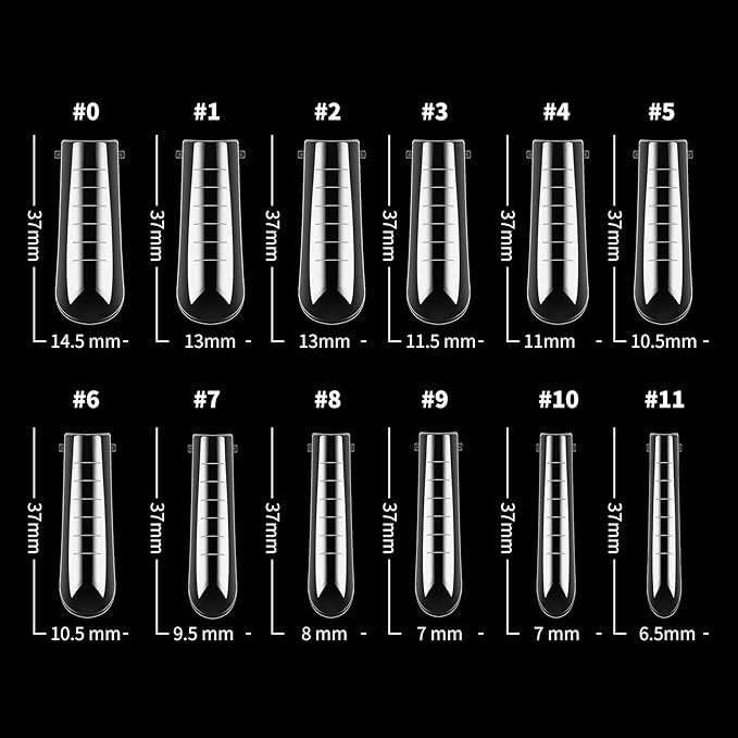 LIONVISON Poly Gel Nail Forms: 120Pcs Coffin Shape Nail Forms for Builder Gel Reusable - 12 Sizes Extension Acrylic Nail Molds Sets - False Nail Tips for Manicure Nail Art Design Salon DIY at Home