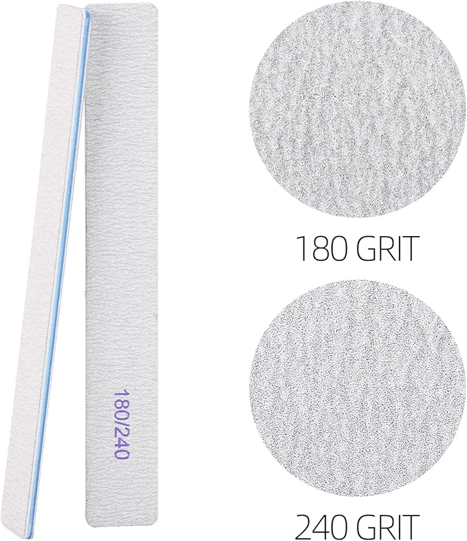 25 Pieces 180/240 Grit Rectangle Nail Files for Natural Nails, Fingernail Files Double Sided Emery Boards for Nails