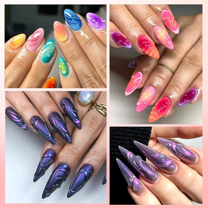 3D Gel Nail Art, 2 Pcs 15g Clear No Wipe Sculpting Gel for Carving, Molding and Painting 3D Nails Art Designs, Rhinestone Glue for Gems Decoration Manicure Salon Home DIY