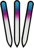 Mont Bleu Rainbow Glass Nail File in Black Pouch - Czech Tempered Glass - Handmade in Bohemia-Czech Republic - Washable Nail Files