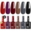Beetles HEMA-Free Gel Polish Set – 6 PCS 15ml Burgundy Dark Red Brown Black Gray Colors Gel Nail Kit UV Nail Polish Color DIY Midnight Elegance Manicure Home Salon Valentines Gifts for Women