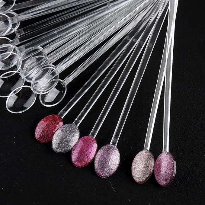 150 Pcs Nail Swatch Sticks with Ring, Clear Spoon Shaped Nail Art Polish Color Display Practice Tips, Acrylic False Nail Sample Sticks Painting Display DIY & Salon Use Beginner Supplies