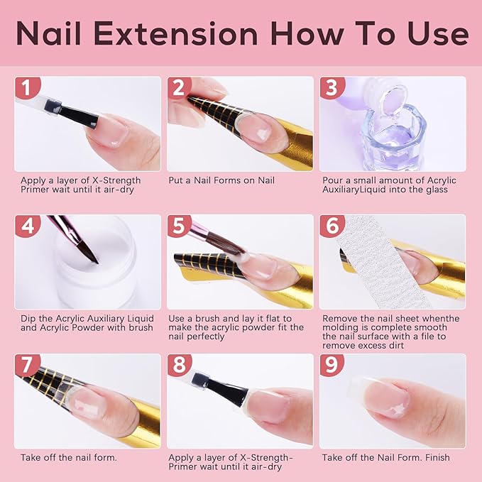 Acrylic Nail Powder: 60g Clear White Pink Nude Acrylic Powder Set Professional Acrylic Nail Powder Polymer Colored Nail Extensions Kit for Carving Nails