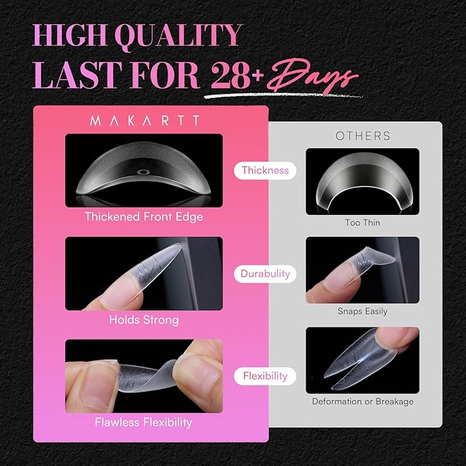 Makartt Long Almond Nail Tips: with Scales for Convenient Shape, Matte, 240 PCS, 15 Sizes, Fake Nails Stiletto - Full Cover Acrylic Press On Nail Extensions Manicure DIY Home for All Nail Beds