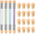 Maitys 4 Pcs UV Gel Gradient Sponges Pens with 16 Pcs Replacement Head Nail Sponges for Ombre Double Head Brush for Nail Art Manicure DIY Tools(White, Green, Purple, Blue)
