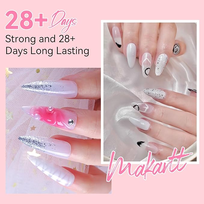 Makartt Poly Nail Gel Set - 4 Colors, Strong Builder for Extension Overlay Strengthener 3D Diy, Multifunctional, Long-lasting for Nails French Manicures Home Salon Clear and 3 Pink Shades