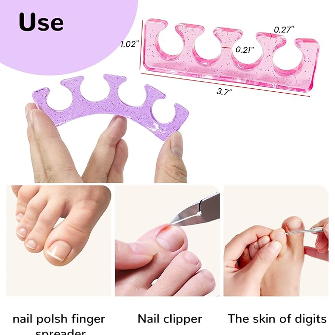 SUNFATT Toe Separators for Women,Toe Spacers for Women,Toe Separators Use for Separation of Toenails or Nails as Well as Polishing of Nail Polish.(Thin)