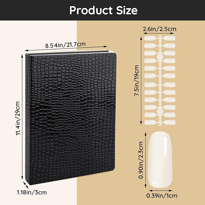 Segbeauty 2 Pack of 216 Colors Nail Gel Display Chart, Nail Polish Sample Showing Board with 480 False Tips, Leather Fingernail Color Display Book Nails Polish Organizer Nails Practicing Design Chart