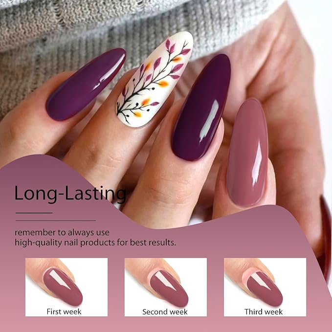 MTSSII 8 Colors Gel Nail Polish Set, Fall Colors Nude Pink Burgundy Glitter Brown Gel Polish Set Long-Lasting Uv Lamp Cured Soak off Nail Art Kit for Home Nail Salon