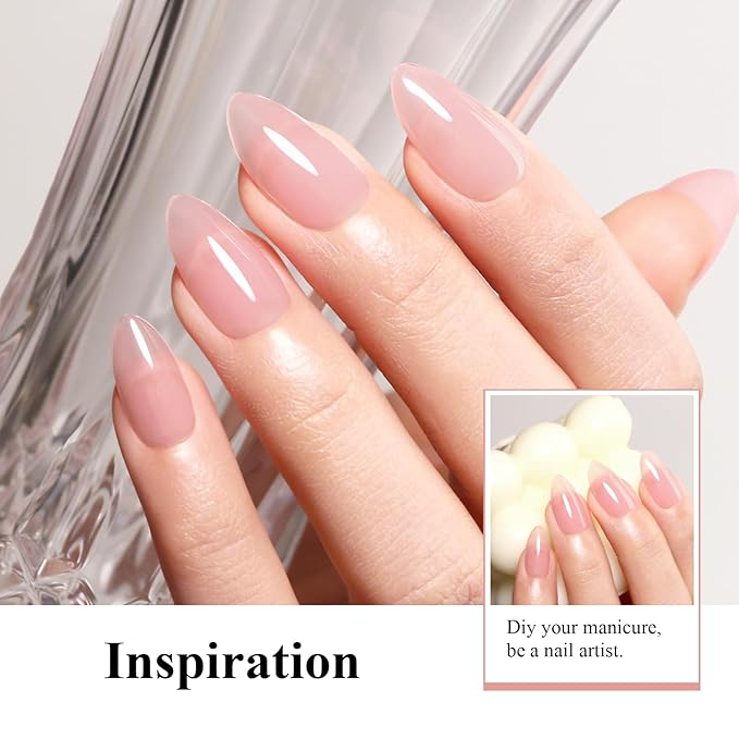 Imtiti Jelly Gel Polish, 15ML Sheer Nude Pink Jelly Gel Nail Polish Translucent Spring Summer Nail Gel Polish LED UV Gel Nail Polish for Nail Art DIY Manicure