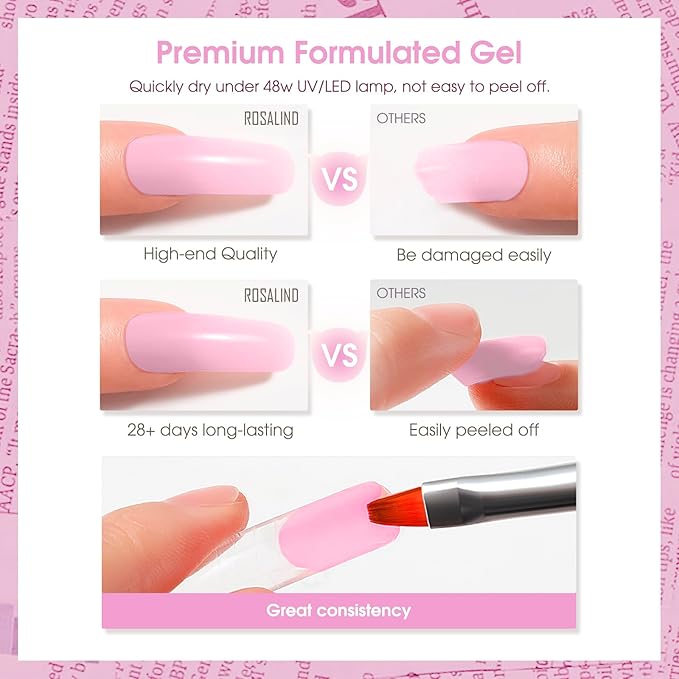 ROSALIND Purple Poly Extension Gel, 60ml/2 oz Purple Pink Fall Colors Poly Nail Gel Building Enhancement for Nail Thickening Decoration, Easy to DIY Use at Home Need UV Lamp