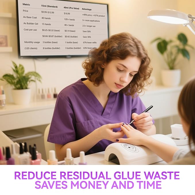 Gelike EC Professional Bulk Nail Glue: 40ml Salon Size Gel Nail Glue - 5X More Value for Press On Nails Acrylic & Nail Tips - Strong & Quick Dry UV Gel Adhesive for Nail Artists & Small Businesses