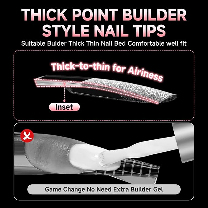 UNA GELLA Square Nail Tips X-Soft Thicker Flexible Gel Nails 330PCS Pre-etched Square Nail Tips Press on Full Cover Acrylic Fake Nails Strength Clear Nails for Nail Extensions DIY Salon 15 Sizes