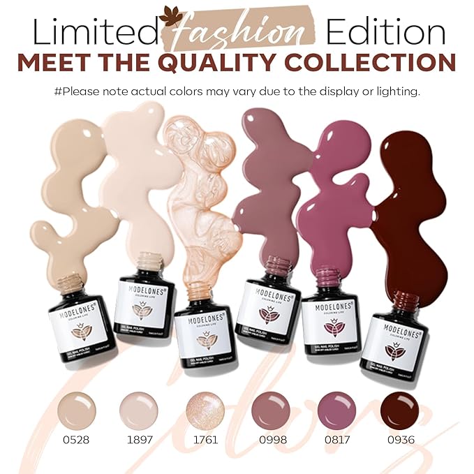 modelones Gel Nail Polish Set -6 Colors Nude Brown Gel Polish Kit Neutral Raspberries Purple Pearl Glitter Nail Polish Soak Off LED Starter Kit Manicure Nail Art Salon DIY Gift