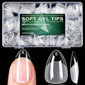 510pc Short Almond Nail Tips, Soft Gel Nail Tip Almond Fake Nails Artificial Fingernail, 15 Sizes Full Cover Clear Press on Nail Short Acrylic Nails Tips for Nail Extension, Press Nails Making