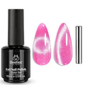 Beetles Pink Cat Eye Gel Nail Polish - 15ML Valentines Gel Polish Pink Cat Eye Glitter Magnetic Velvet Effect Soak Off UV French Nail Art Salon DIY Home Manicure Spring Gift for Women