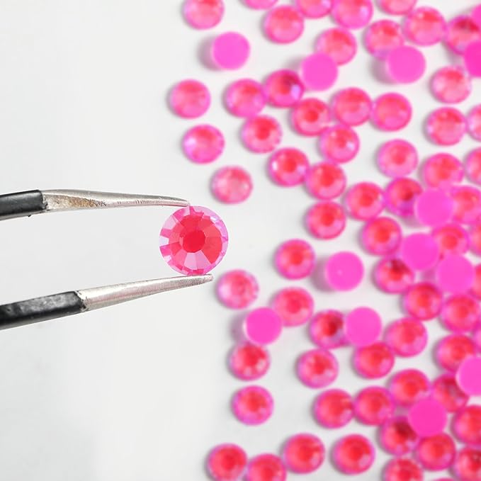 Beadsland 1440pcs Flat Back Crystal Rhinestones Round Gems for Nail Art and Craft Glue Fix, Luminous Rose, SS16,3.8-4.0mm