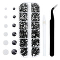 4240Pcs Flatback Black Rhinestones Glass Crystal Gemstones for Nail Art Eye Jewels Makeup Round with Tweezers and Picking Pen (SS6~SS20 Set)