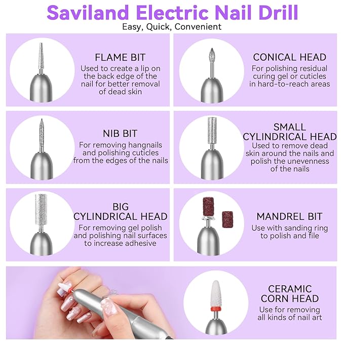 Saviland Acrylic Nail Kit with Drill – Nail Kit Acrylic Set for Nails Extension with Brush Gel Polish Builder Nail Gel Portable U V Light for Home DIY
