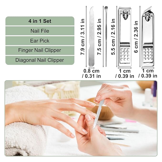 20 Sets Manicure Set Bulk, Nail Clippers Kit Stainless Steel Fingernail Clippers Set, Sturdy Nail Tip Cutter Trimmers Professional Grooming Toenail Clippers Personal Pedicure Kits Gift (Green 4 in 1)