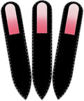 Mont Bleu Rainbow Crystal Nail File in Black Pouch - Small - Purse Size - Czech Tempered Glass - Handmade in Czech Republic - Glass Fingernail File for Manicure Nail Care