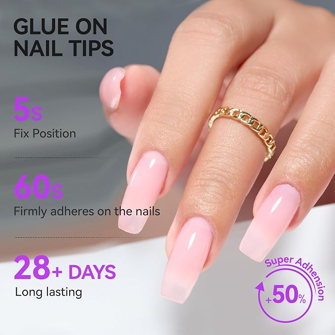 Gelike EC Pro Nail Glue & Strengthener: Nude 6-in-1 Nail Adhesive for Repair - Strengthening & Protein Repair - Perfect for Home & Salon Use 11417 - UV Needed