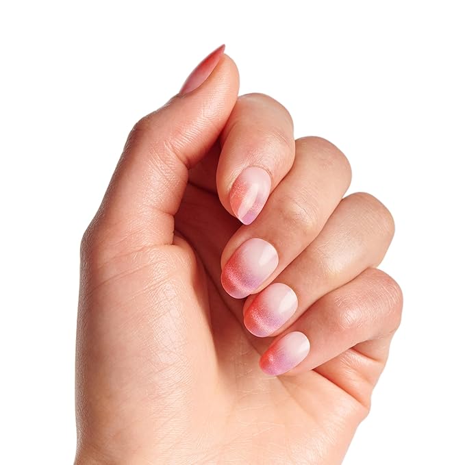 WICKED X KISS Press On Nails, ‘Pink Perfection’, Pink, Short Oval, Waterproof, Chip Proof, Smudge Proof, 28 Fake Nails, Gel Nail Glue (2g), Mini Nail File, & Manicure Stick