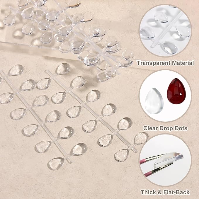240Pcs Solid Teardrop Nail Polish Swatches Mini Display Cards Crystal Clear Glass Nail Color Swatch Dots Chart Tips for Nail Salon Training Practicing Beginners Professionals