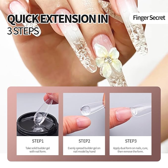3D Gel Nail Art Kit-Nude Solid Builder Gel for Nails 3D Sculpting Carving Building Modeling Hard Extension for Beginner DIY Salon at Home Cured Needed