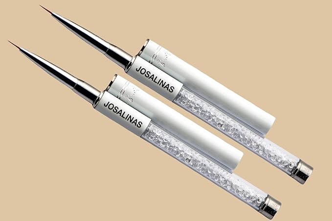 Nail Brushes Art Pen 2PCS, Gel Polish Painting Tools with Nail Extension Gel Builder, Salon at Home DIY Manicure (White-Liner#7mm)
