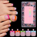 AILLSA French Tip Toe Nail Press Ons 150Pcs 15 Sizes, 5 Mixed Colors Sharp Square Berry Pink Toenail Extensions, Acrylic Toe Nail Tips for Home DIY Pedicure