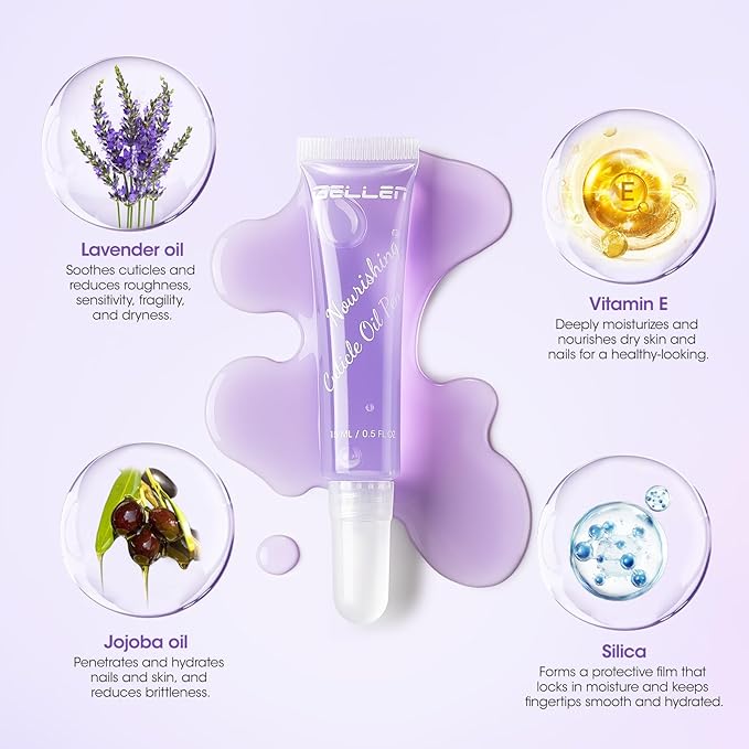 Gellen Cuticle Oil Pen for Nails, Nourishing with Lavender Oil & Vitamin E, Soften Cuticles Strengthen Nail Growth,15ml Pro Nail Care Treatment for Healthier-Looking Nails, On-the-Go, Travel-Sized