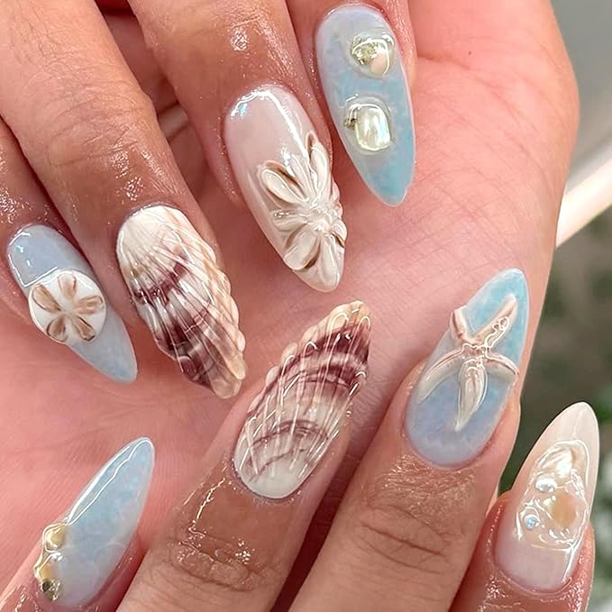 6 Packs (144 Pcs) | Reusable Press on Nails | Stick on Nails 12 Sizes-6 Styles|3D Design