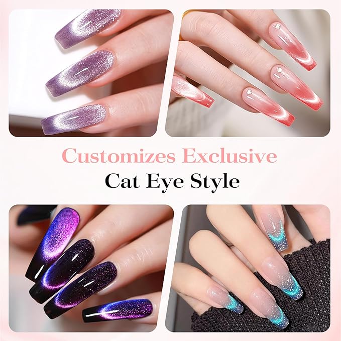 Cat Eye Magnet Set, 2 in 1 DIY Nail Accessory with French Effect, Suitable for Salons, Homes and Nail Studios