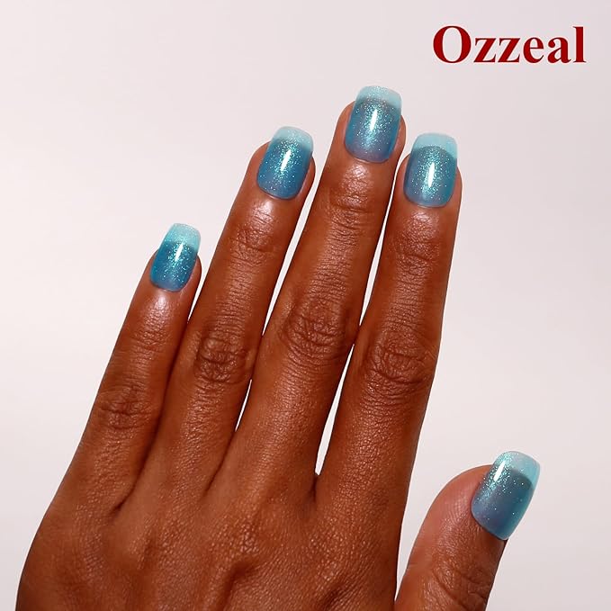 Clear Blue Iridescent Glitter Gel Nail Polish - Sparkle Shimmer Summer Rainbow Soak Off LED UV Gel Nail Polish for Art DIY Manicure 15ML